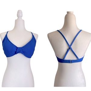 ATHLETA Bikini Top Swimsuit Criss Cross Back Adjustable Straps Royal Blue 36B/C